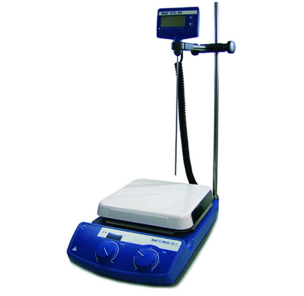 IKA Package Magnetic Stirrer C-MAG HS 7 including Contact Thermo Scientificmeter ETS-D 5, Holding Rod H 38, Support Rod H 16, V Boss Head Clamp H 44