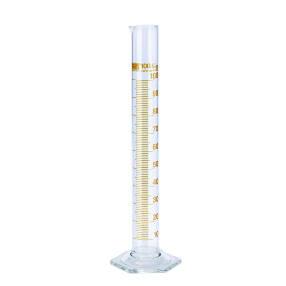 Hirschmann Laborgeräte 1000 mL Measuring Cylinder, Class B, Tall Form, Short Line Graduation, Borosilicate Glass, Amber Graduated