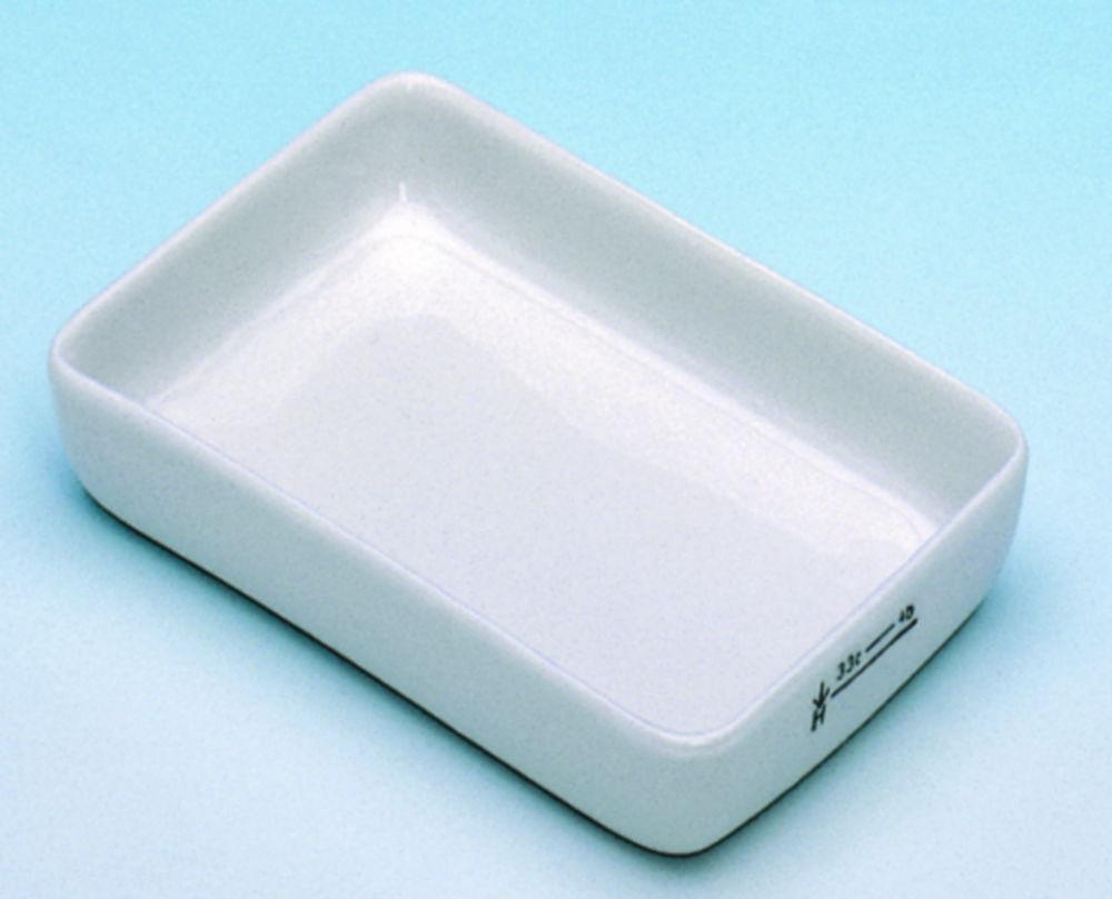 Haldenwanger Incinerating Dish, 48x25x10mm, Porcelain, Rectangular, Glazed