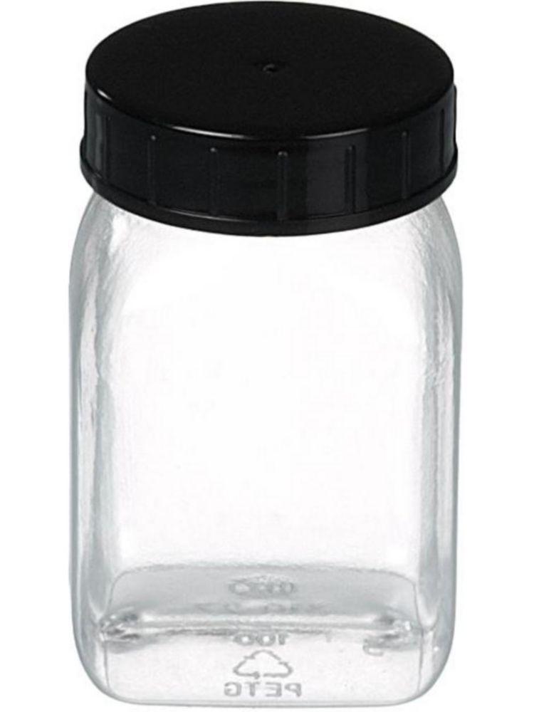 Bürkle Wide Neck Can 100 ml, Square PETG Clear, with Closure