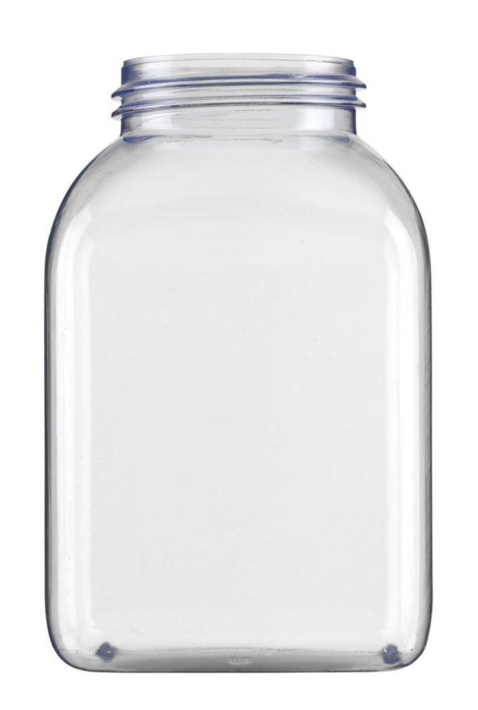 Kautex Square Wide Neck Containers, Hard PVC, Clear Cap, 2000ml

