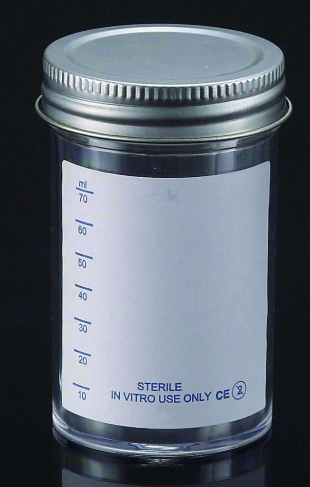 LLG Sample Container 100ml, PS with Metal Flowed Seal Inert Liner Cap, Sterile, Pack of 200

