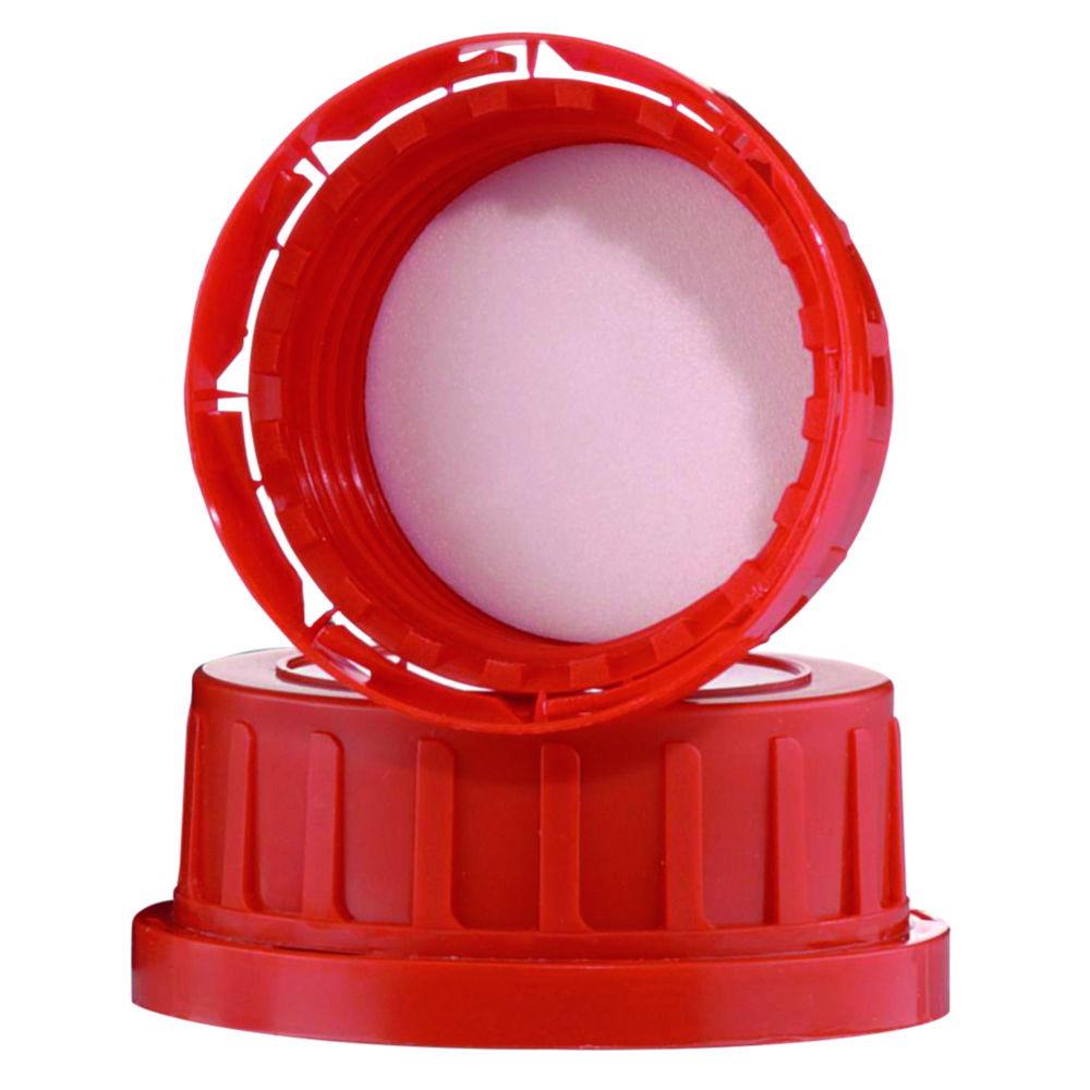 Kautex Tamper Evident Screw Cap, PP Red, 28 mm for 50 mL Bottles