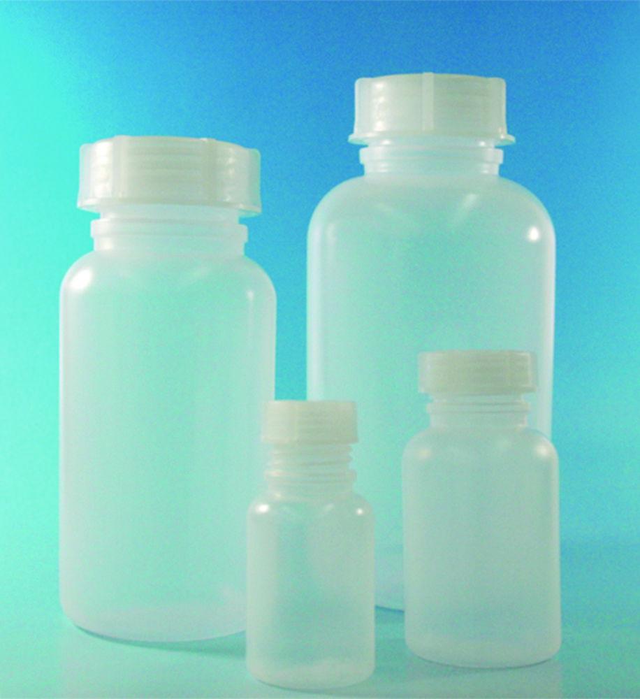 LLG Wide Neck Bottle 500 mL, Round, LDPE Natural, with Closure, Pack of 10