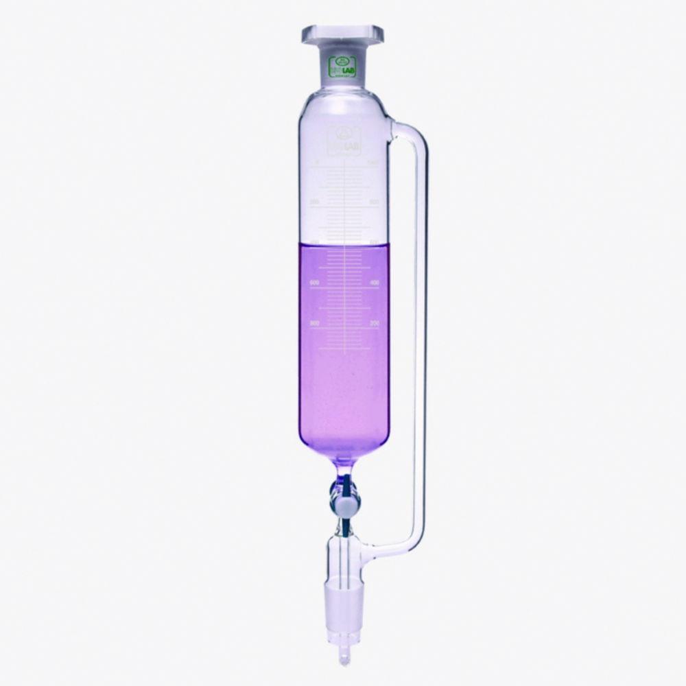 ISOLAB Dropping Funnel 250 mL Cylindrical PTFE Stopcock NS 29/32 with Relief Tube, Graduated Boro 3.3, DIN 12242