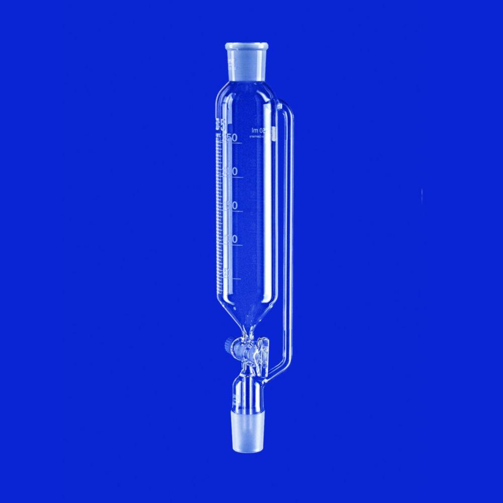 Lenz-Laborglas Dropping Funnel, Cylindrical, with Pressure Equalizing Tube, 25 ml, NS 14/23

