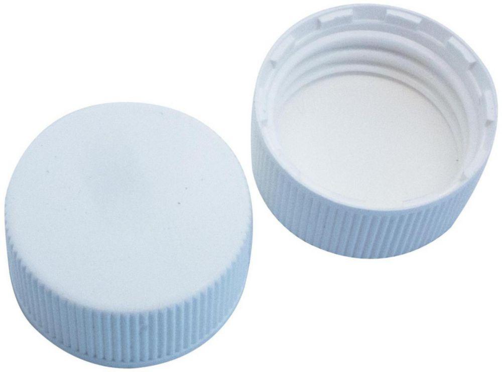 LLG Screw Caps N 24, White Polypropylene, Closed Top, Pack of 100