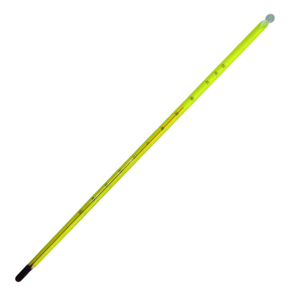 LLG Precision Laboratory Thermometer -10°C +100°C Stemform Yellow-Backed Red Filling 305 mm Calibratable