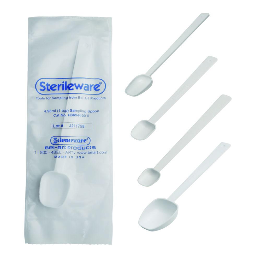 Bel-Art Sampling Spoons, PS Sterile, White, Cap. Approx. 2.46 mL, Pack of 200