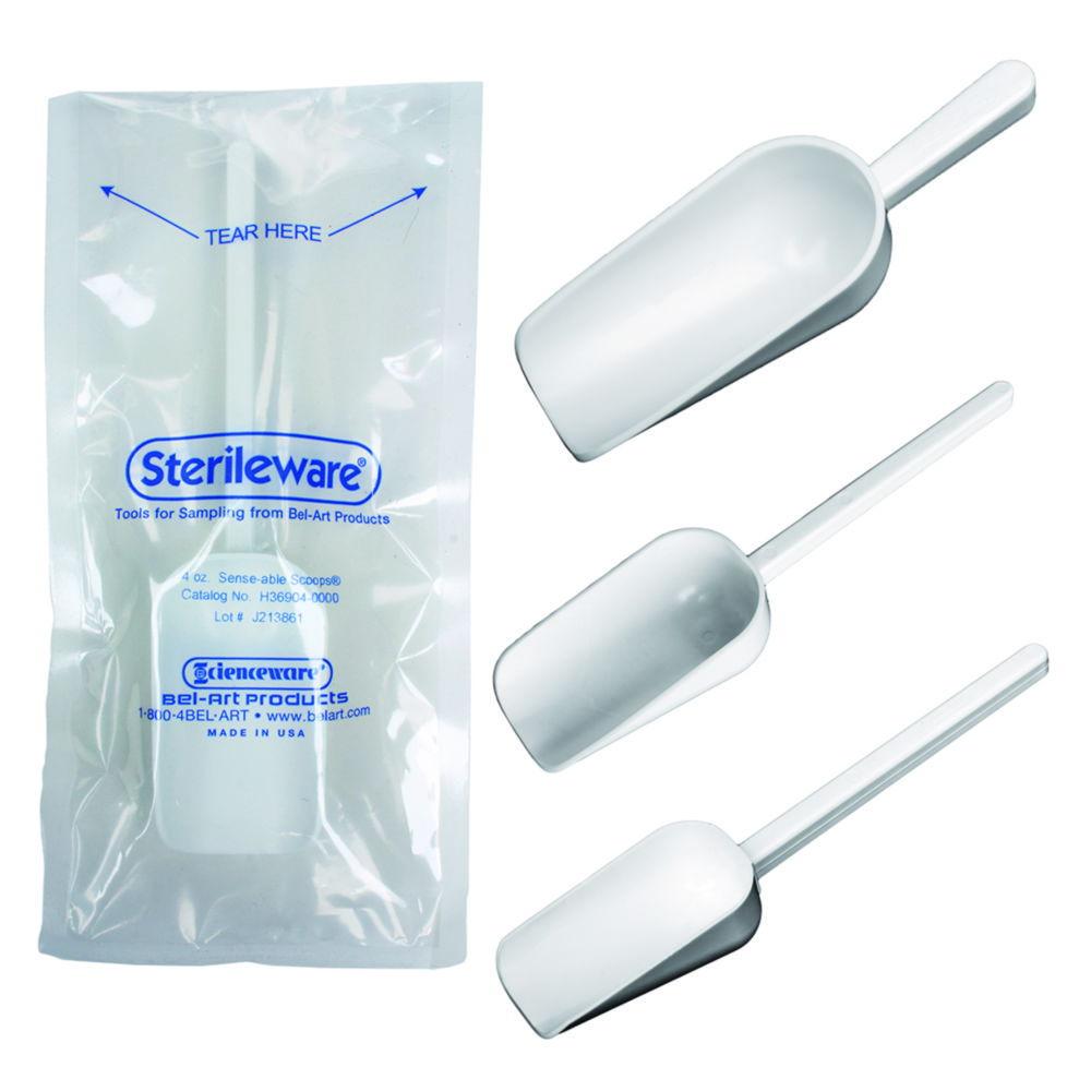 Bel-Art Sampling Scoops 60 ml Sterile, White, Double Bagged, Pack of 10