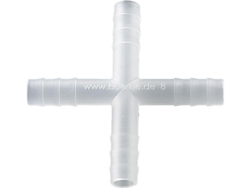Bürkle Cross Connector 8 mm, PP Cylindrical Spouts, Pack of 10