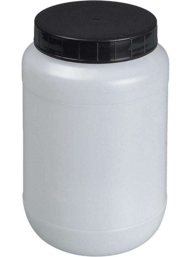 Bürkle Wide Neck Jar 1000 ml, HDPE w.screw cap, PP Black w.PE Sealing Washer Round, Transparent