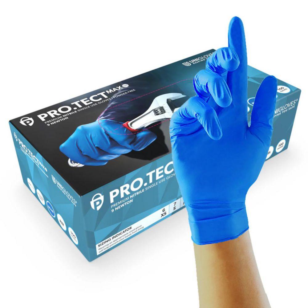 Nitrile Gloves PRO.TECT MAX 9N, size L (8-9) blue, pack of 100