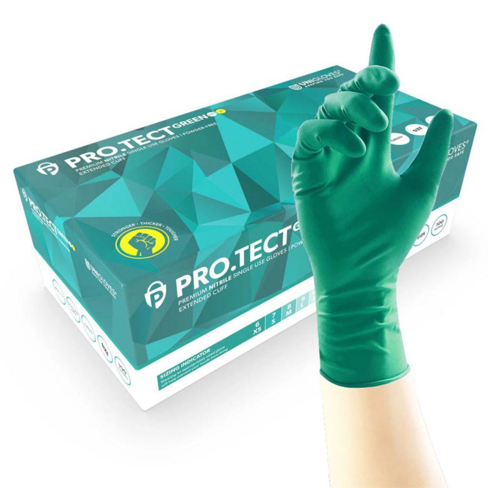 Nitrile Gloves PRO.TECT GREEN HD+, size XS (5-6) green, 300 mm, pack of 100
