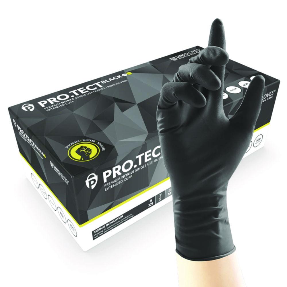 Nitrile Gloves PRO.TECT BLACK HD+, size L (8-9) black, 300 mm, pack of 100