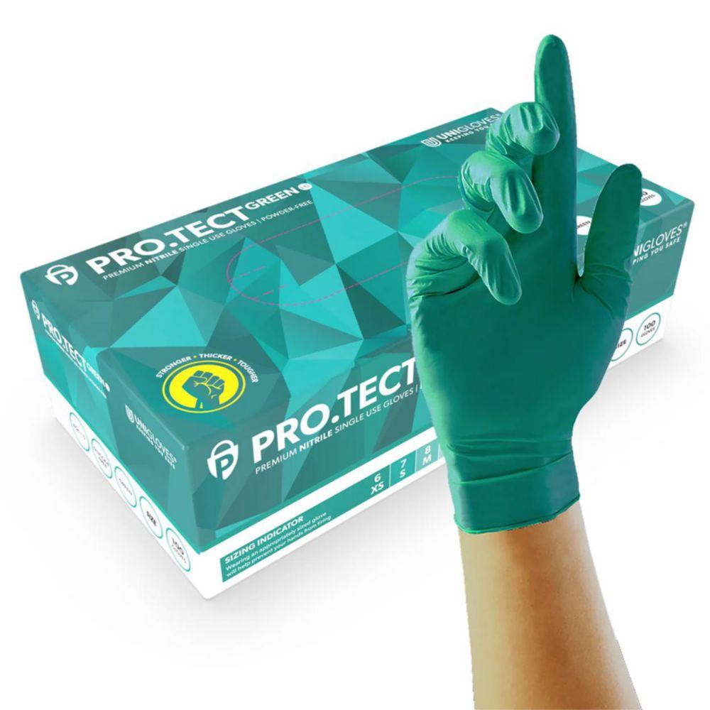 Nitrile Gloves PRO.TECT GREEN HD, size L (8-9) green, pack of 100