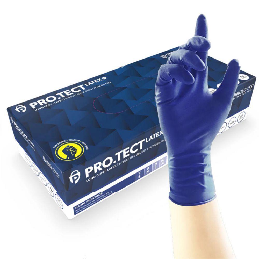 Latex glove PRO.TECT Latex HD size S 6-7 dark blue, robust, powder-free pack of 50