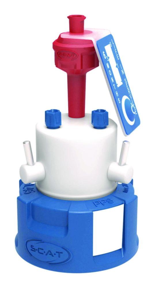 SCAT SafetyCap II, V2.0, GL45 with 2x Shut-Off, 2x PFA-fitting 3.2 mm OD + Air Valve