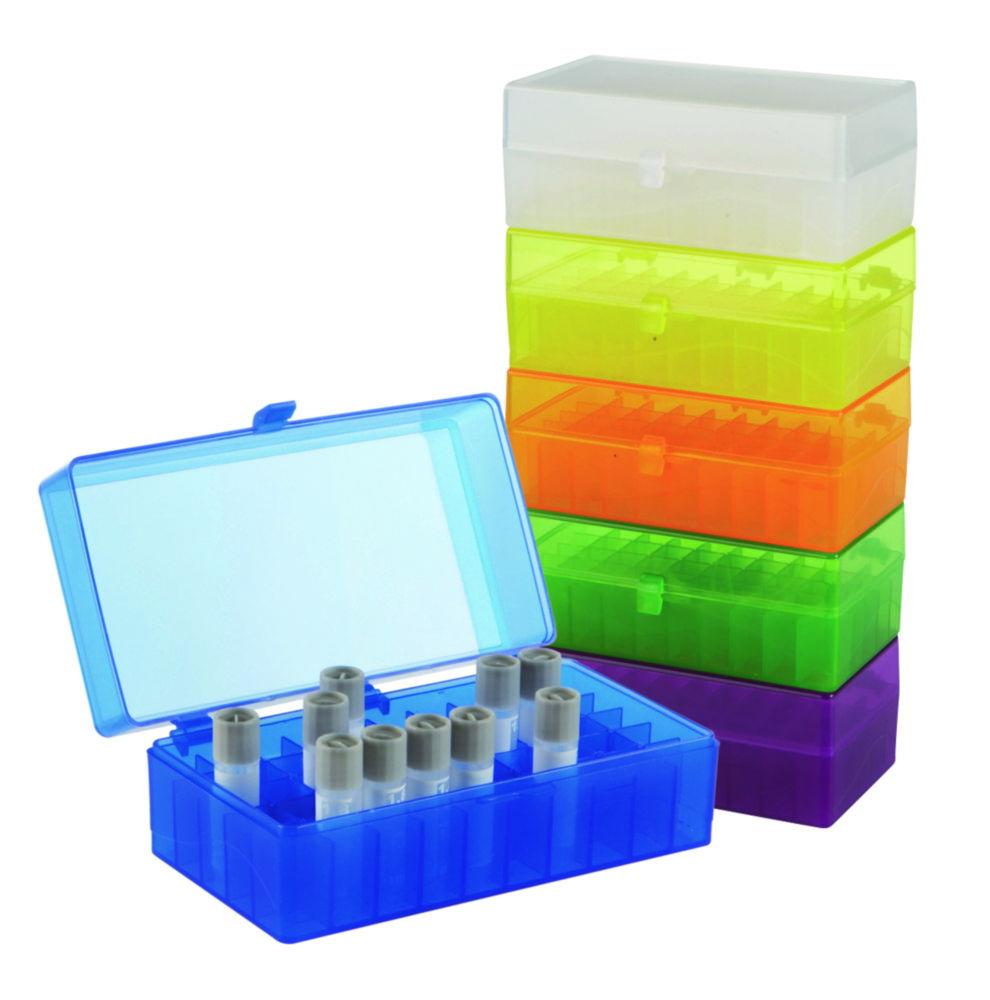 Heathrow Scientific 100-Well Hinged Storage Box, PP, Assorted Colors, Pack of 5