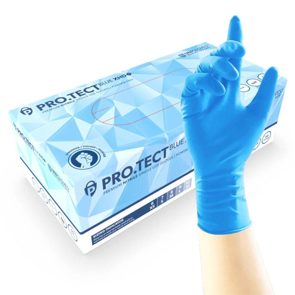 Nitrile Gloves PRO.TECT Blue XHD+ size M blue, non-sterile, pack of 50