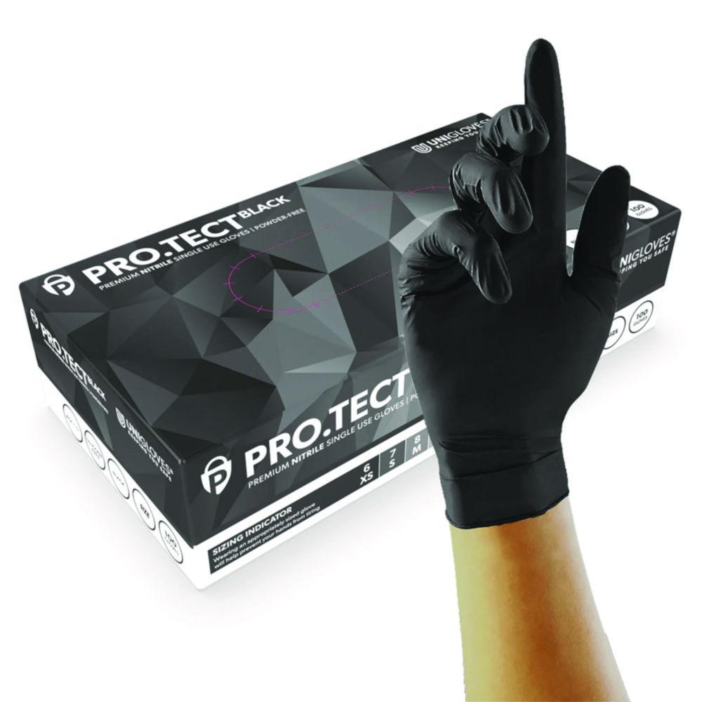 Nitrile Gloves PRO.TECT BLACK HD, size M (7-8) black, pack of 100