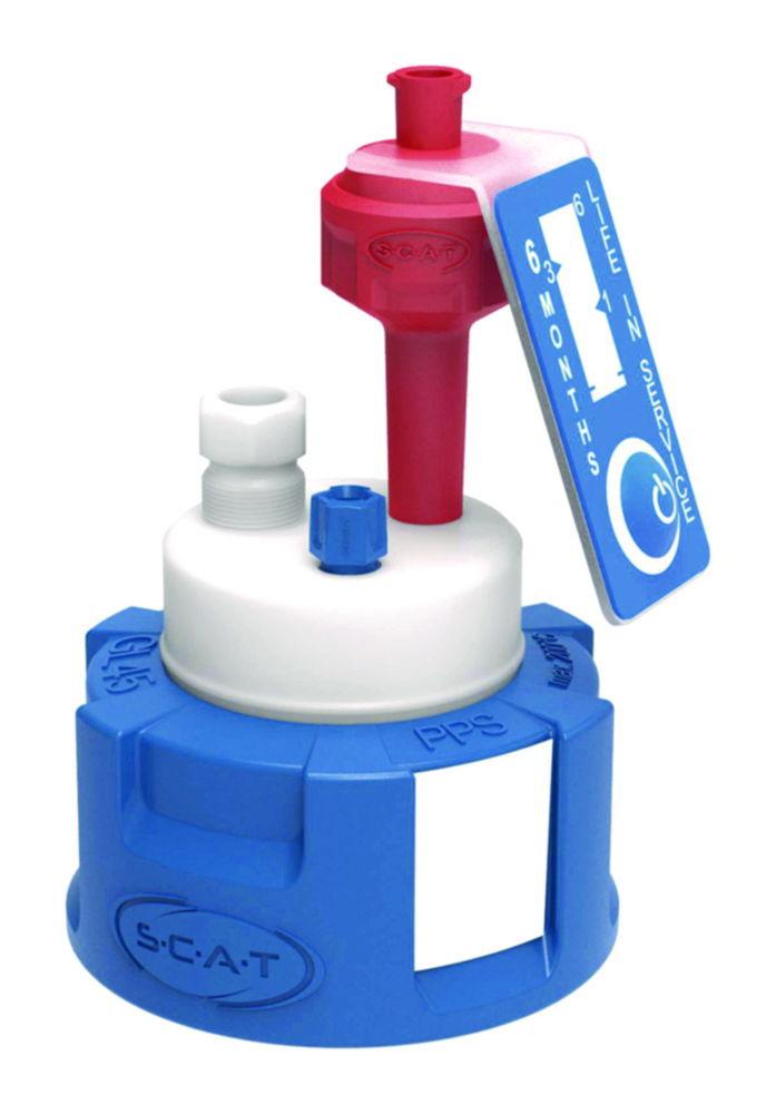SCAT SafetyCap II V2.0 GL45 Preparative – 1x PTFE Fitting 3.2 mm OD, 1x PTFE Fitting 6.35 mm OD + Venting Valve