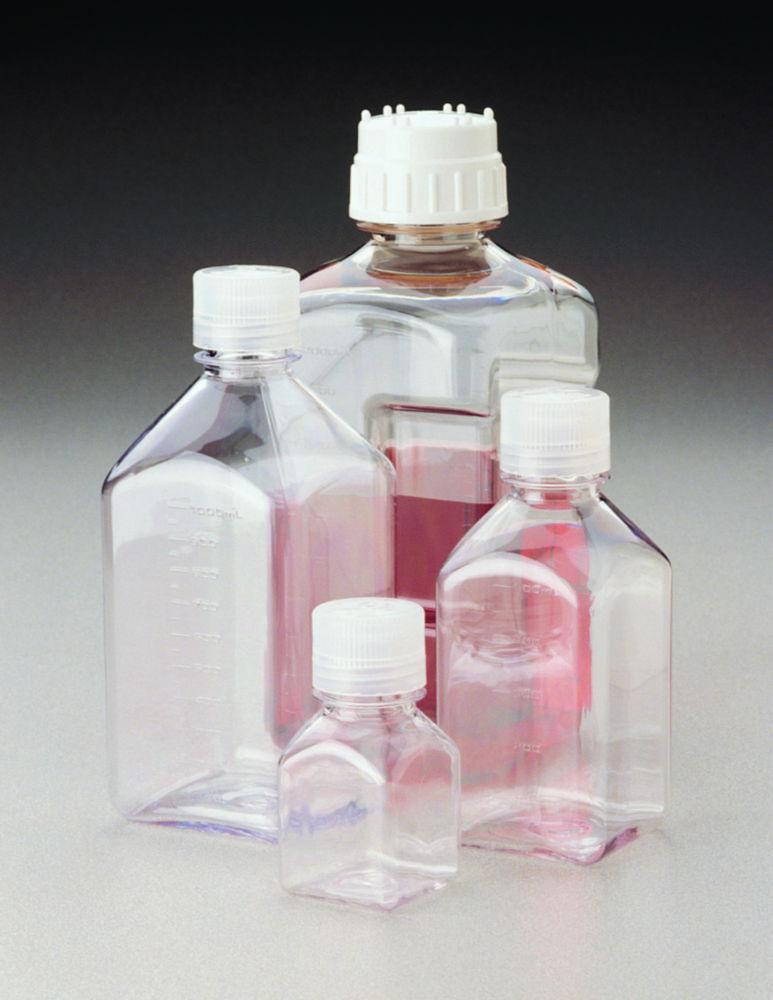 Thermo Nalgene Square Bottle 250 mL PC Grad with Screw Cap, Autoclavable, Pack of 6