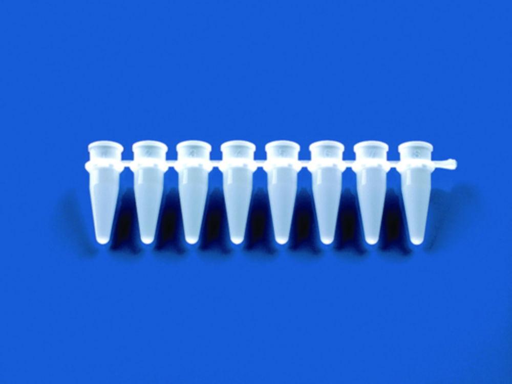 BRAND 8 PCR Tube Strips, 0.2 ml, White Without Caps, Pack of 125
