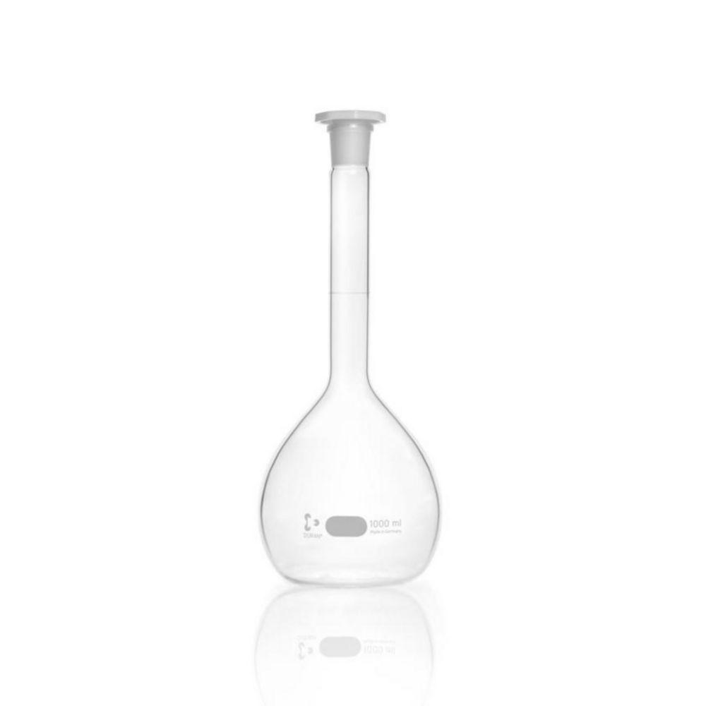 DWK Duran Volumetric Flask 1000 mL with One Graduation Mark, Polyethylene Stopper, NS 24/29

