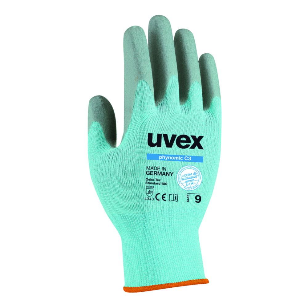 Uvex Cut-Protection Gloves Phynomic C3 Size 6 Sky Blue Inside Hand and Finger Tips with Aqua-Polymer Foam Coating Pair

