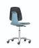 Laboratory chair Labsit 4 Leatherette Magic 9588, black MG01, seat blue, stop and go castors and foot ring