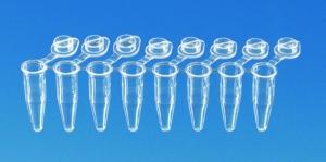 BRAND PCR Tubes, 0.2 mL, PP, 8-Strips, with Lid, for Real-Time PCR, Pack of 120